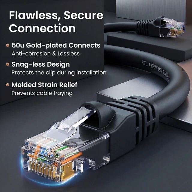 Alt view image 4 of 5 - GEARit Cat6 Patch Cables Cat 6 Ethernet Cable 5 ft 20-Pack Black