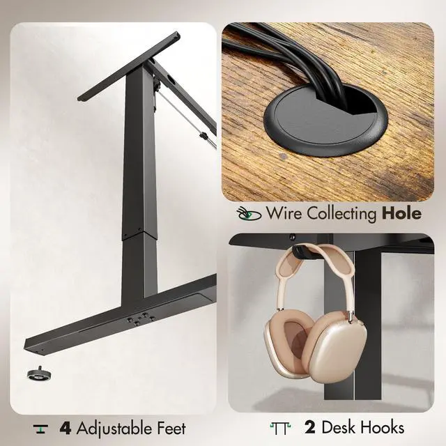 Alt view image 2 of 3 - SIAGO 55" x 33.5" L-Shaped Electric Standing Gaming Desk - Pro-Tier Motorized Battle Station with Dual-Beam Stability, German Precision Motor