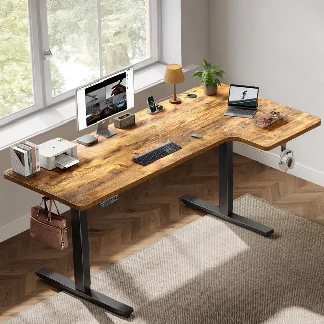 Main image of SIAGO 55" x 33.5" L-Shaped Electric Standing Gaming Desk - Pro-Tier Motorized Battle Station with Dual-Beam Stability, German Precision Motor