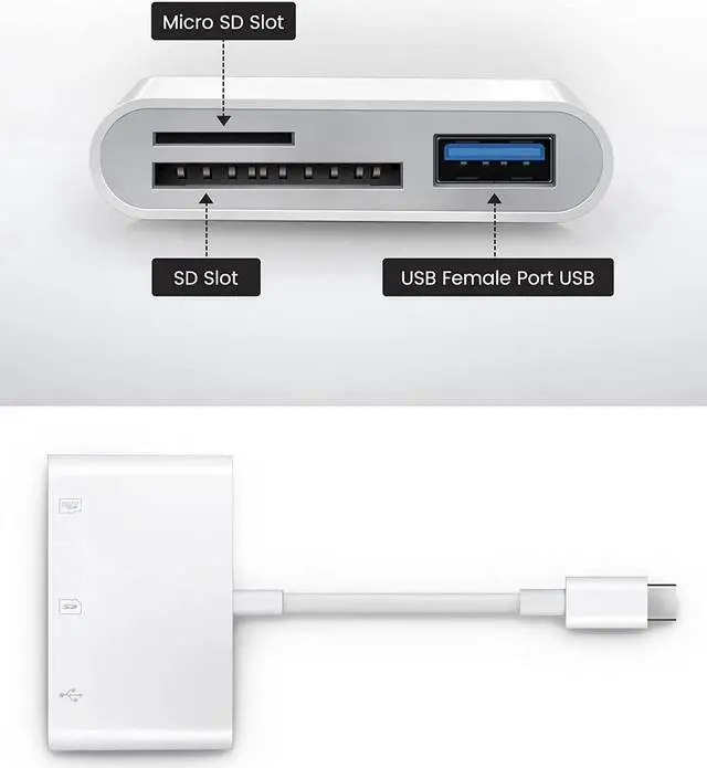 Alt view image 4 of 6 - USB C SD Card Reader USB C to SD Card for iPhone 15 16/iPad/Mac/Laptop USB-C/Type C Memory Card Adapter for iMac iPad Pro Air Mini MacBook Pro Air Galaxy MicroSD/SD