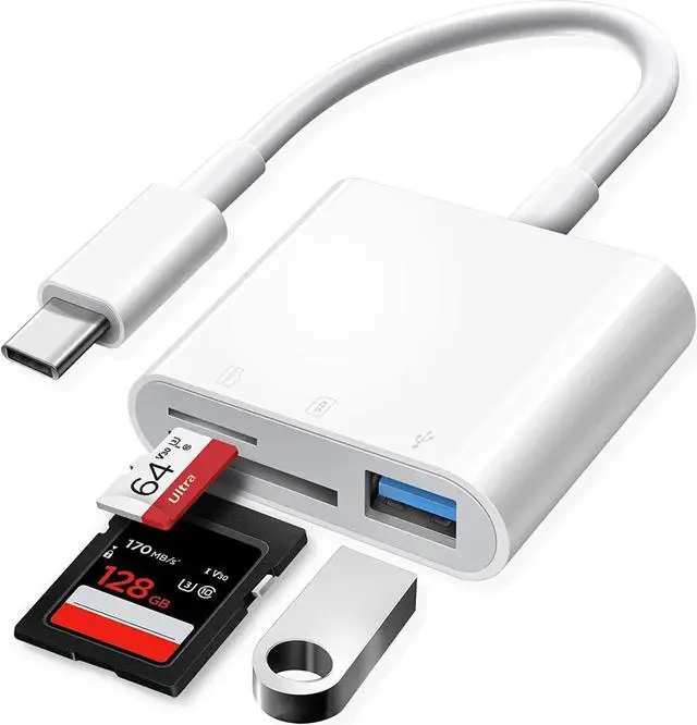 Main image of USB C SD Card Reader USB C to SD Card for iPhone 15 16/iPad/Mac/Laptop USB-C/Type C Memory Card Adapter for iMac iPad Pro Air Mini MacBook Pro Air Galaxy MicroSD/SD