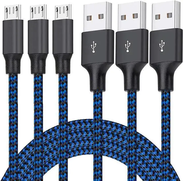 Main image of Micro USB Cable 3Pack 6FT Android Charger Cord Long Braided Sync Fast Charging Cables Compatible with Galaxy S6 S7 Edge Android Phone -Blue