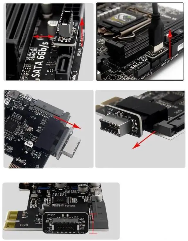 Alt view image 3 of 12 - USB 3.2 Gen 1 to USB 3.2 Gen 2 Header Adapter, USB 3.1 Type-E Key-A to USB 3.0 20 Pin Header Converter for Type C Motherboard (Vertical Type)