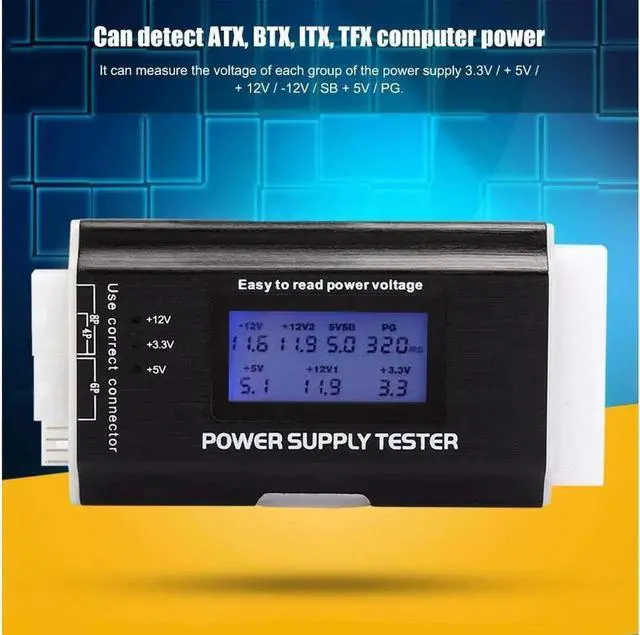Main image of Power Supply Tester, LCD Display Aluminum Alloy Support 20/24Pin ATX SATA, BTX, ITX, TFX Computer Power