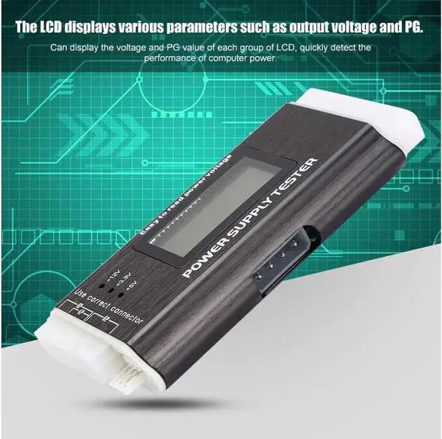 Alt view image 4 of 7 - Power Supply Tester, LCD Display Aluminum Alloy Support 20/24Pin ATX SATA, BTX, ITX, TFX Computer Power