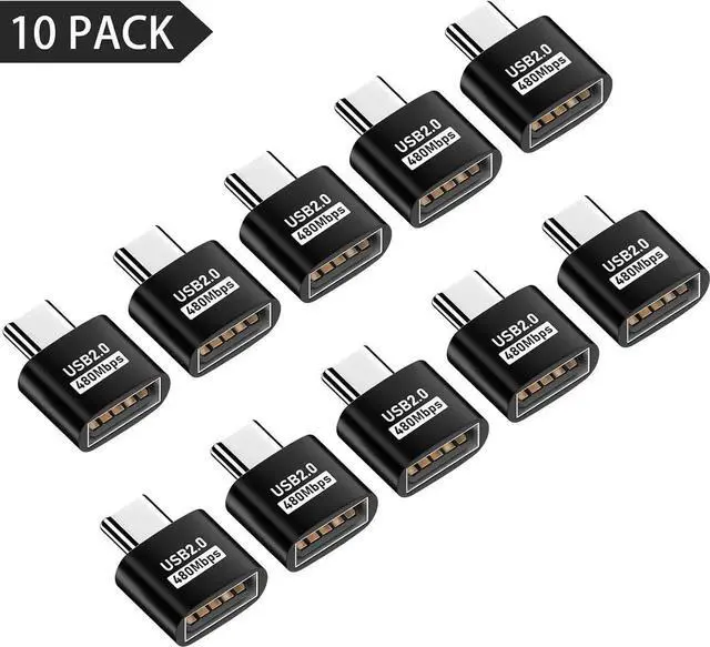 Main image of USB C to USB Adapter, USB Type C Male to USB 2.0 Female Extension Connector, USB to USB C Adapter, Support 480Mbps Data Transfer, OTG Function and Charging for Phone, Laptop (10 Black)