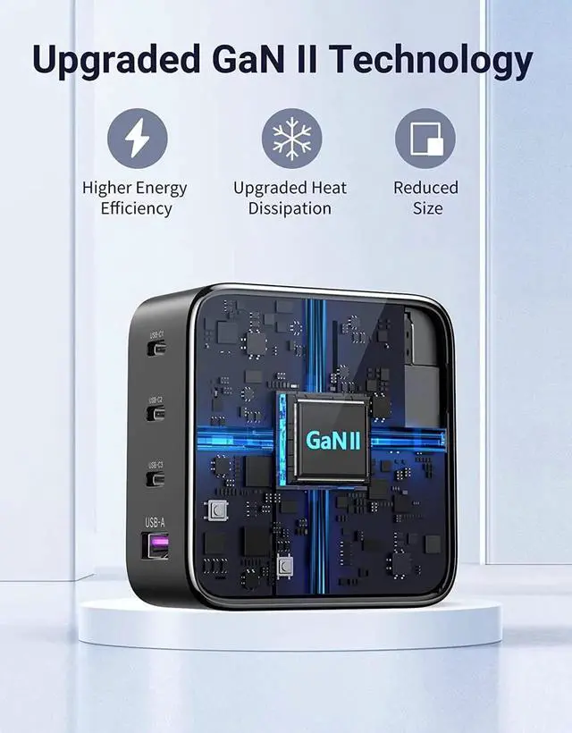 Alt view image 6 of 7 - UGREEN 100W USB C Charger - Nexode 4-Port GaN PD Fast Wall Charger USB-C Power Adapter Compatible with MacBook Pro/Air, Dell XPS, iPad, iPhone 14/13/12 Series, Galaxy S22/S21, Steam Deck and More