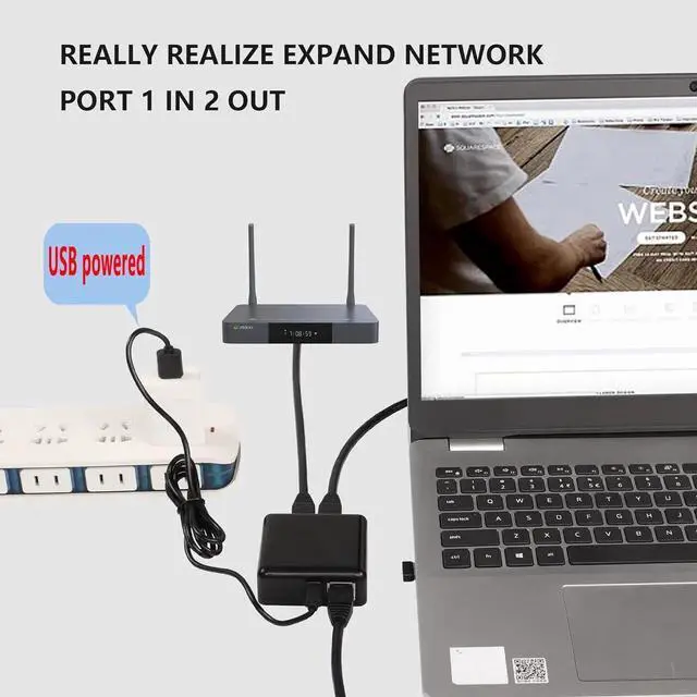 Alt view image 7 of 7 - RJ45 Network Splitter Adapter Gigabit,1000Mbps Ethernet Cable Splitter 1 to 2, RJ45 Network Extension Connector,Two Devices Share The Internet at The Same Time(Gigabit 1 to 2)