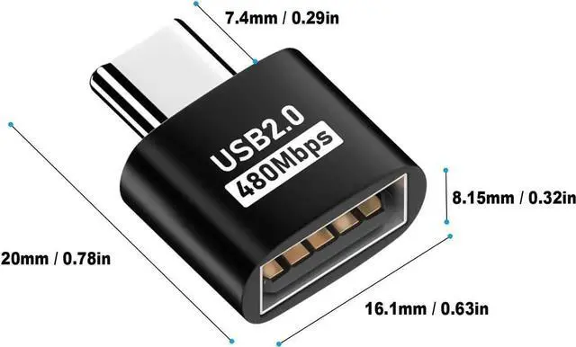 Alt view image 2 of 7 - USB C to USB Adapter, USB Type C Male to USB 2.0 Female Extension Connector, USB to USB C Adapter, Support 480Mbps Data Transfer, OTG Function and Charging for Phone, Laptop (10 Black)