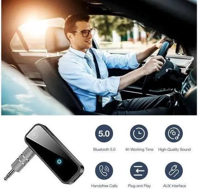 Alt view image 6 of 7 - USB Wireless Bluetooth 5.0 Transmitter Receiver 2in1 Audio Adapter 3.5mm Aux Car