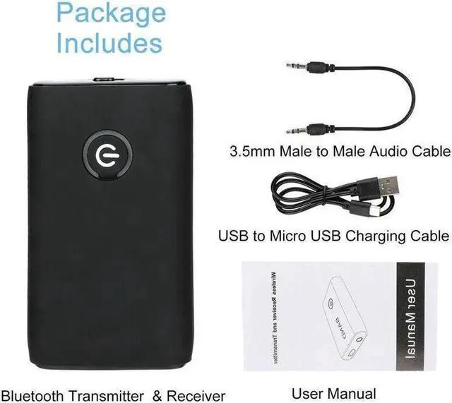 Alt view image 2 of 7 - Bluetooth 5.0 Transmitter Receiver 2 IN 1 Wireless Audio 3.5mm Jack Aux Adapter