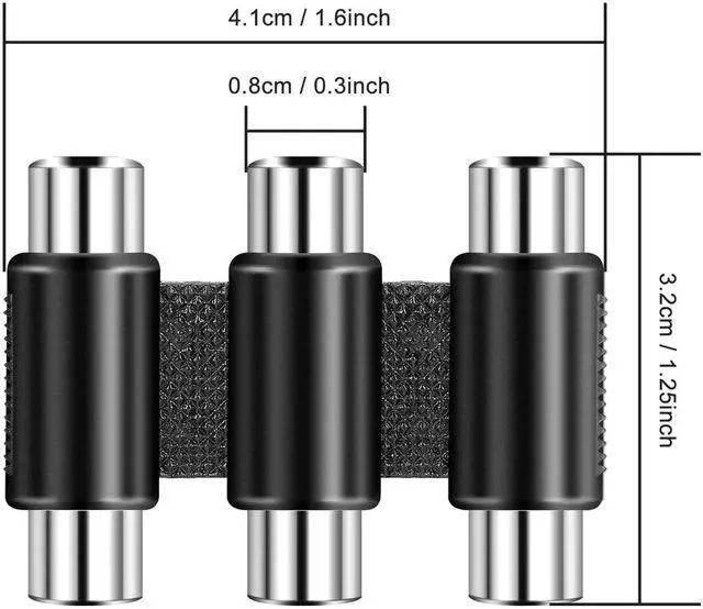 Alt view image 3 of 7 - 3-RCA Female to Female Coupler - Audio Video Jack Adapter - Nickel Plated Connector - Red, White, Yellow