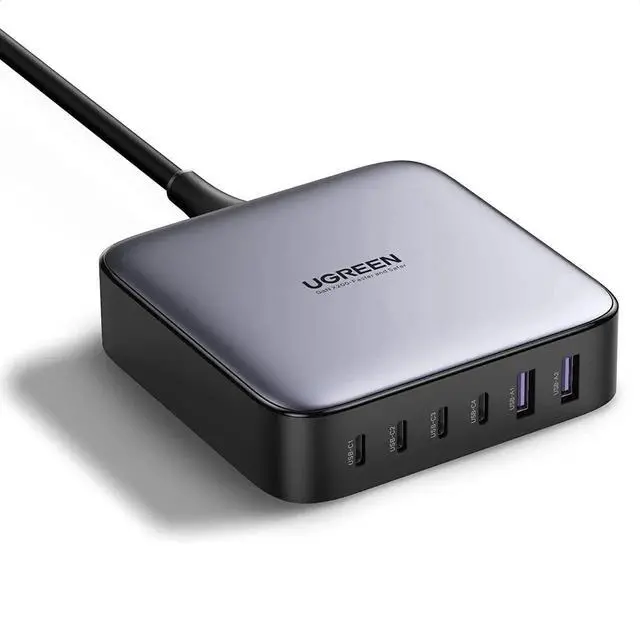 Main image of UGREEN Nexode 200W USB C Desktop Charger, 6 Ports GaN PD Fast Charger with 3FT USB C to C Charging Cable Compatible with MacBook Pro/Air, iPad, iPhone 14/14 Pro Max, Galaxy, Pixel, Steam Deck and More