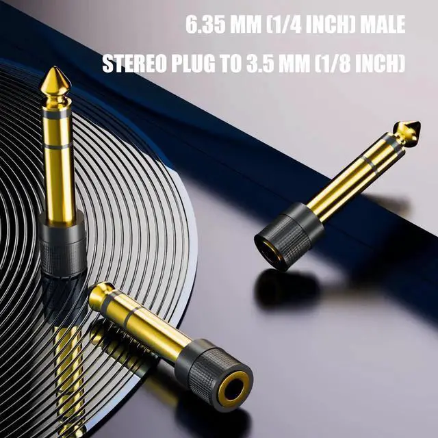 Alt view image 3 of 7 - 1/4 inch to 1/8 inch Stereo Audio Adapter, 6.35mm Male to 3.5mm Female, for Aux Cable, Guitar Amp, Headphones, 3 Pack