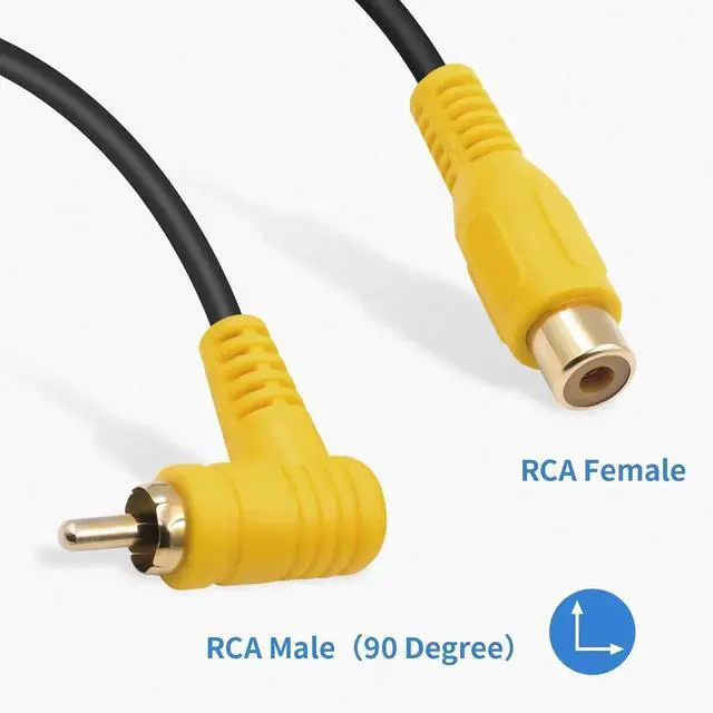 Alt view image 2 of 7 - Short RCA Extension Cable 6in/15cm, 90 Degree RCA Subwoofer Cable, RCA Male to Female Audio Cable Supports Shielded Digital Analogue, for HDTV, DVD, Amplifiers 2 Pack