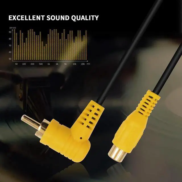 Alt view image 5 of 7 - Short RCA Extension Cable 6in/15cm, 90 Degree RCA Subwoofer Cable, RCA Male to Female Audio Cable Supports Shielded Digital Analogue, for HDTV, DVD, Amplifiers 2 Pack