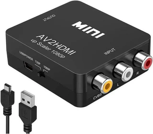 Main image of RCA to HDMI Converter Amtake 1080P RCA Composite CVBS AV to HDMI Video Audio Converter Adapter Compatible with N64 Wii PS2 Xbox VHS VCR Camera DVD Support PAL/NTSC with USB Power Cable