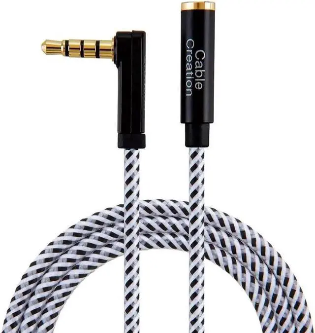 Main image of CableCreation Headphone Extension Cable, 90 Degree TRRS 3.5mm Male to Female Audio Extension Cable 4-Conductor(Microphone Compatible), 6 Feet