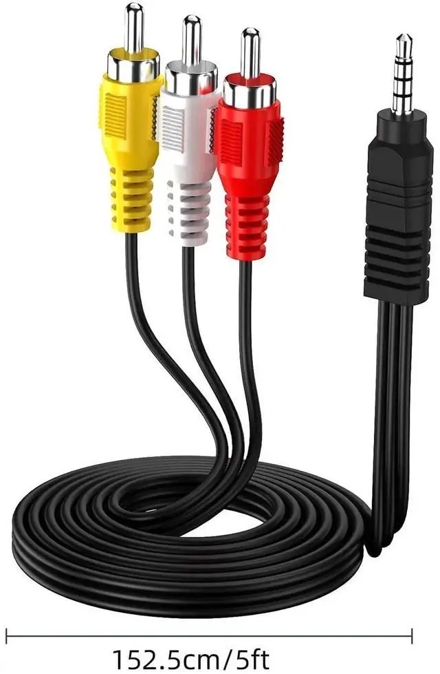 Alt view image 3 of 7 - Av Cable,Camcorder Av Cable, 3.5mm to RCA Camcorder AV Audio Video Output Cable for TV,Camcorder,Smartphones,MP3, Tablets,Speakers,Home Theater - 5ft