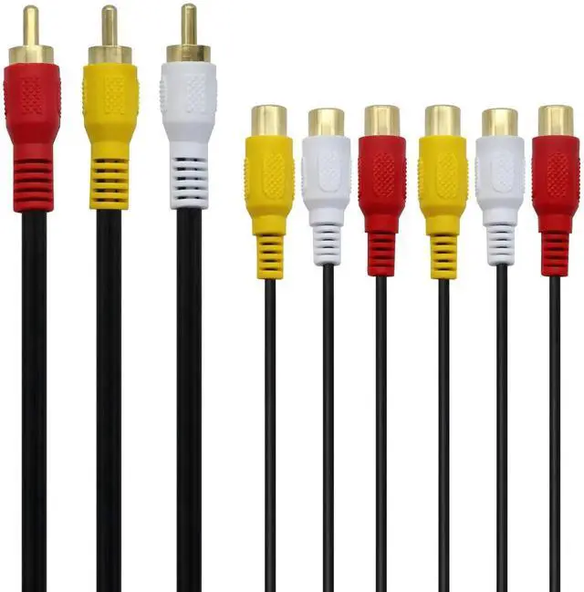 Alt view image 3 of 7 - 3 RCA Male to 6 RCA Female Audio Video Splitter Cable Composite Extension AV Adapter for TV,DVD,Set-Top Box,Etc.-1FT.
