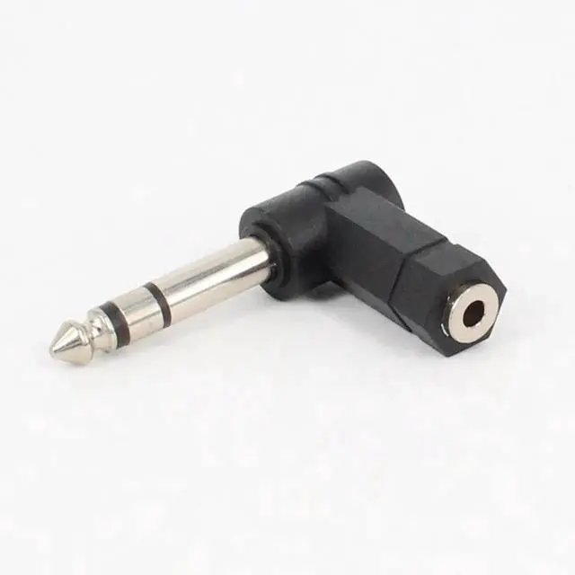 Alt view image 3 of 7 - 1/4 Inch TRS to 3.5mm Right Angle Adapter 90 Degree 6.35mm 3 Pole Male to 3.5mm Female Stereo AUX Headphone Audio Right Angle Converter Connector 2 Pcs
