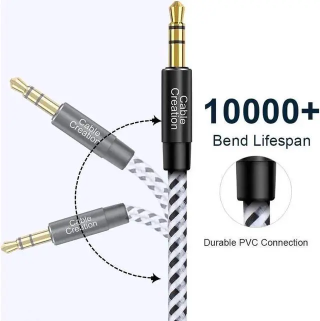 Alt view image 6 of 7 - 3 Feet Aux Cable 3.5mm Male to Male Auxiliary Audio Stereo Cord Compatible with Car Headphones iPods iPhones iPads Tablets Laptops Android Smart Phones& More 1M /Black & White