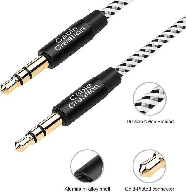 Alt view image 7 of 7 - 3 Feet Aux Cable 3.5mm Male to Male Auxiliary Audio Stereo Cord Compatible with Car Headphones iPods iPhones iPads Tablets Laptops Android Smart Phones& More 1M /Black & White