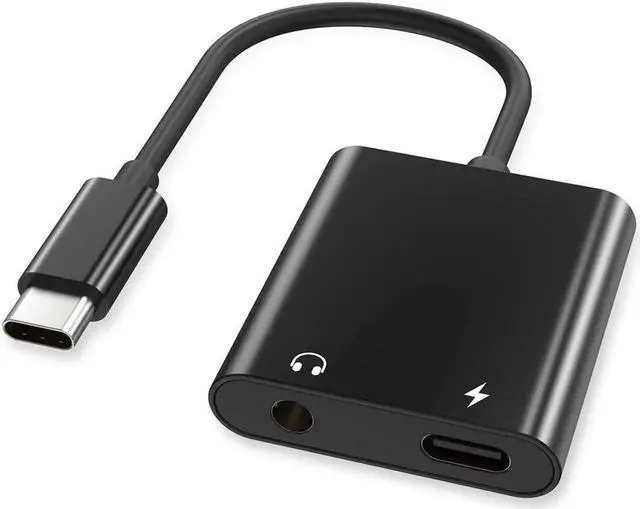 Main image of USB-C to 3.5mm Headphones Adapter Type-C Aux Jack Earbuds Splitter USBC Audio TRRS Mic Earphones Dongle PD & QC Charging for Samsung S21 S20 Note 20 10 iPad Pro Pixel 2 3 4 XL Black