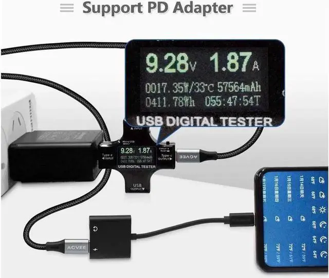 Alt view image 3 of 7 - USB-C to 3.5mm Headphones Adapter Type-C Aux Jack Earbuds Splitter USBC Audio TRRS Mic Earphones Dongle PD & QC Charging for Samsung S21 S20 Note 20 10 iPad Pro Pixel 2 3 4 XL Black
