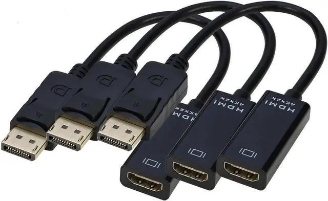 Main image of DP Displayport to HDMI Adapter 4K x 2K, Display Port to HDMI Male to Female Gold-Plated Cord Compatible for HP 3-Pack