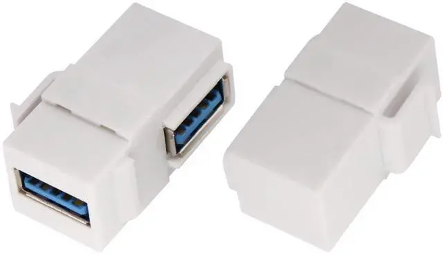 Main image of 90 Degree USB Keystone Coupler Right Angle USB 3.0 A Keystone Jack Insert Female to Female Coupler Adapter for Wall Plate Outlet Panel (White/2 Pack)