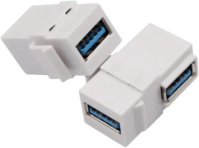 Alt view image 2 of 7 - 90 Degree USB Keystone Coupler Right Angle USB 3.0 A Keystone Jack Insert Female to Female Coupler Adapter for Wall Plate Outlet Panel (White/2 Pack)