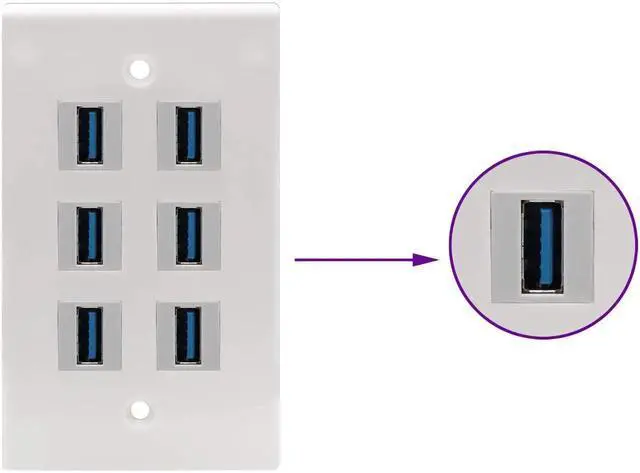 Alt view image 5 of 7 - 90 Degree USB Keystone Coupler Right Angle USB 3.0 A Keystone Jack Insert Female to Female Coupler Adapter for Wall Plate Outlet Panel (White/2 Pack)
