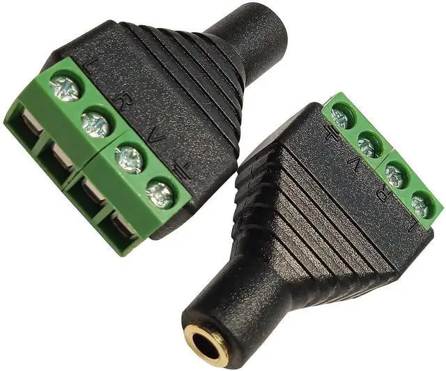 Alt view image 7 of 14 - 3.5mm 1/8" 4 Pole Female Jack TRRS Stereo Audio Video to 4 Screw Solderless Terminal Female Headphone Replacement AUX Balun Converter Adapter 2-Pack