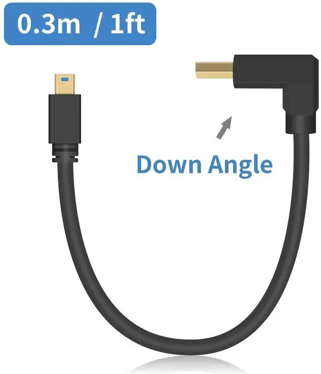 Alt view image 5 of 7 - 8k Mini Displayport to Displayport 1.4, 8K@60Hz Left Angle Displayport Male to Mini Displayport Male Cable with Gold-Plated, Support Bi-Directional Transmission, for Gaming, Monitor 1Ft