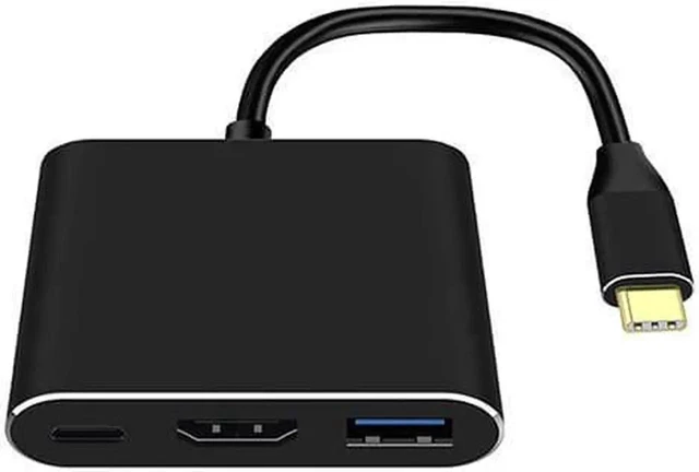 Main image of USB C/Type C to HDMI Adapter, Thunderbolt 3 to HDMI 4K Adapter, USB-C Digital AV Multiport Adapter for Mac/ MacBook/iPad Pro/ S20/S10+/Projector with USB 3.0 Port and PD Quick Charging Port Black