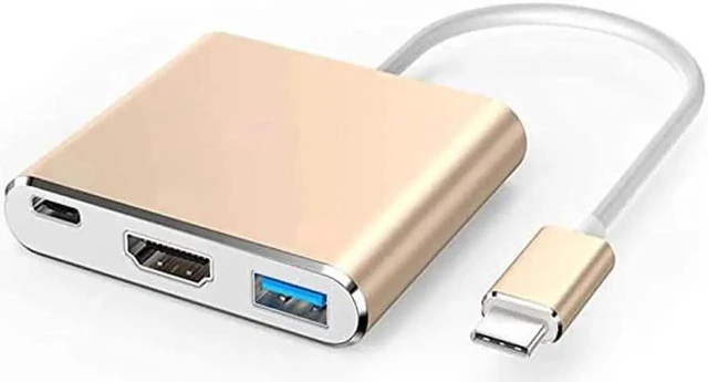 Main image of USB C/Type C to HDMI Adapter, Thunderbolt 3 to HDMI 4K Adapter, USB-C Digital AV Multiport Adapter for Mac/ MacBook/iPad Pro/ S20/S10+/Projector with USB 3.0 Port and PD Quick Charging Port Gold