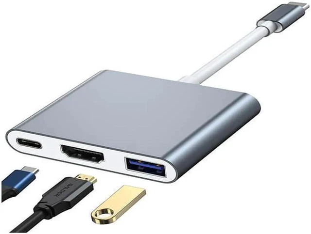 Alt view image 7 of 7 - USB C/Type C to HDMI Adapter, Thunderbolt 3 to HDMI 4K Adapter, USB-C Digital AV Multiport Adapter for Mac/ MacBook/iPad Pro/ S20/S10+/Projector with USB 3.0 Port and PD Quick Charging Port
