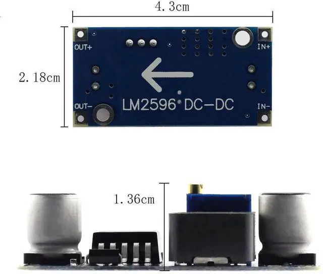 Alt view image 2 of 8 - 2pcs DC-DC Buck Converter Power Module 3A Adjustable Step-Down LM2596 Voltage Regulator 24V to 12V 5V 3V
