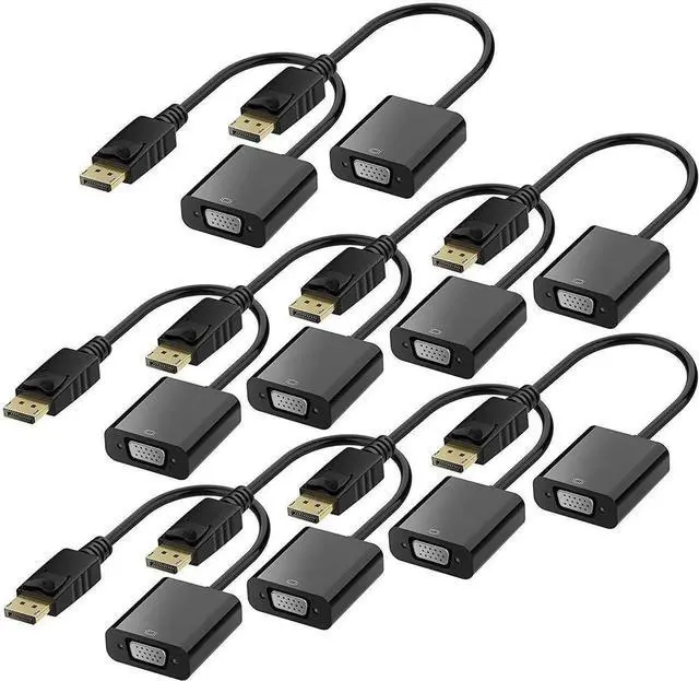 Main image of DisplayPort (DP) to VGA Adapter, Gold-Plated Display Port to VGA Adapter (Male to Female) Compatible with Computer, Desktop, Laptop, PC, Monitor, Projector, HDTV - Black 10 Packs