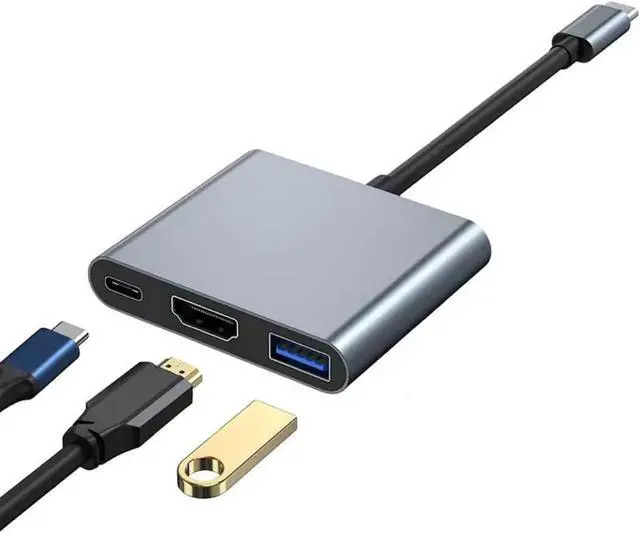 Alt view image 4 of 4 - USB C to HDMI, USB C, USB3.0 Adapter, Triple Display Adapter USB C Adapter USB C Hub with HDMI, USB C, USB3.0 Docking Station 4K @60hz for Laptops HP Thinkpad Chromebook