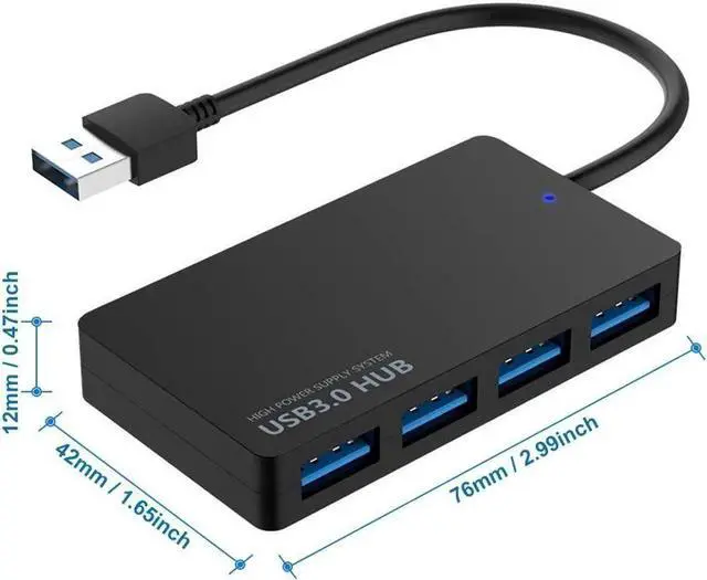 Alt view image 3 of 5 - 4-Port USB 3.0 Data Hub Compatible with MacBook Mac Pro/Mini iMac Surface Pro XPS Notebook PC USB Flash Drives Mobile HDD