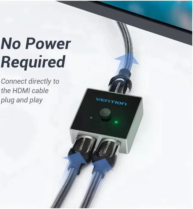 Alt view image 6 of 6 - HDMI Switch,Bi-Direction 2×1/1×2 HDMI Splitter 2 Ports HDMI Hub Support 4K@60Hz for HDTV,Blu-Ray Player,Xbox ,PS3 ,PS4