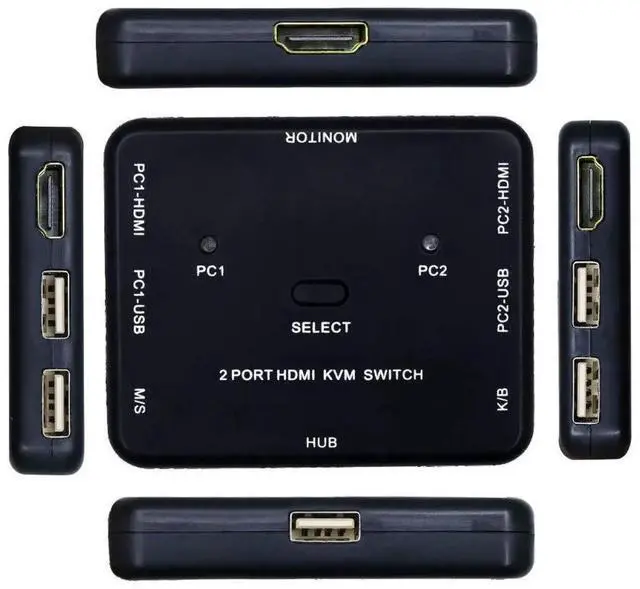 Main image of 2 Port HDMI Switcher 2 Port USB KVM Switch 2 in 1 Out HD Switch USB Keyboard Mouse Sharing Device for Computer, PC, Laptop, Desktop, Monitor, Printer, Keyboard, Mouse Contro