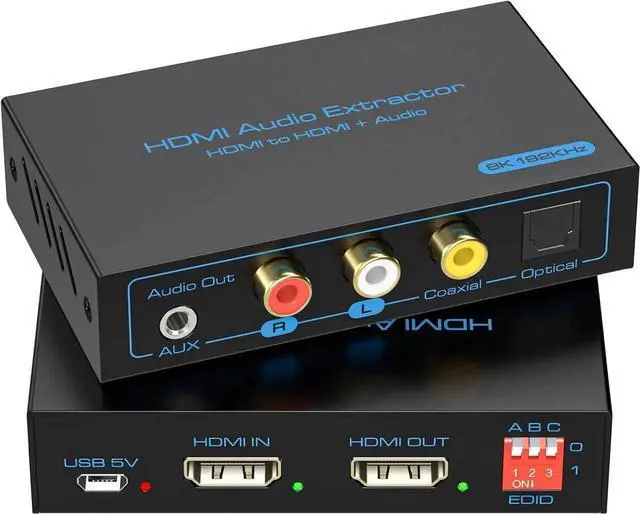Main image of 8K HDMI 2.1 Audio Extractor 4K120Hz to Optical 3.5mm AUX Adapter Splitter Converter Supports HDCP Digital DTS 5.1 PCM for PS4 PS5 Xbox