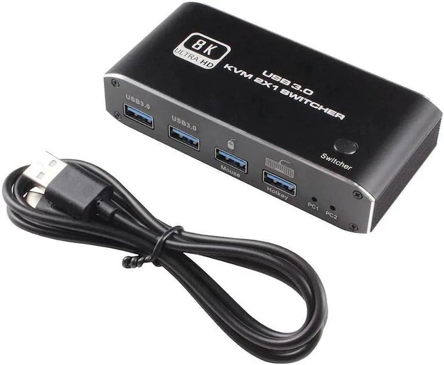 Alt view image 5 of 7 - USB HDMI 2.1 KVM Switch 4K 120Hz, 8K Dual-Port USB 3.0 HDMI 2.1 KVM Switch, USB-C HDMI KVM Switcher with Keyboard Shortcut Hotkey Switching HDCP 2.3 for Nvidia AMD Xbox Series X S PS5/4 pro
