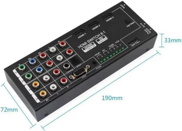 Alt view image 4 of 4 - RCA VGA Video AV Audio HDMI Switch 8x1 Switcher Analog HDTV Splitt Converter Box Multi-Functional HDMI Converter Switch 8 Inputs to HDMI+COAXIAL+SPDIF Output Support 3D and Surround Sound for 1080P HD