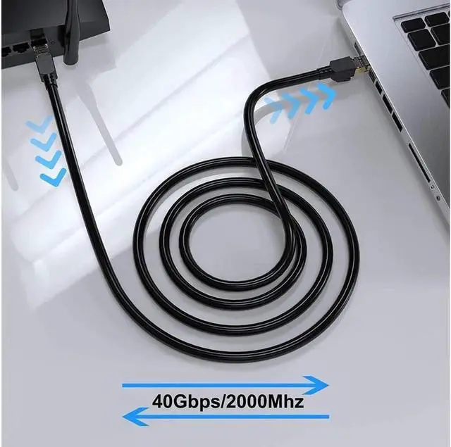 Alt view image 7 of 7 - Cat 8 Ethernet Cable 50 ft Shielded 26AWG Lastest 40Gbps 2000Mhz SFTP Patch Cord Heavy Duty High Speed Cat8 LAN Network RJ45 Cable- in Wall Outdoor Weatherproof Rated for Router Modem Gaming