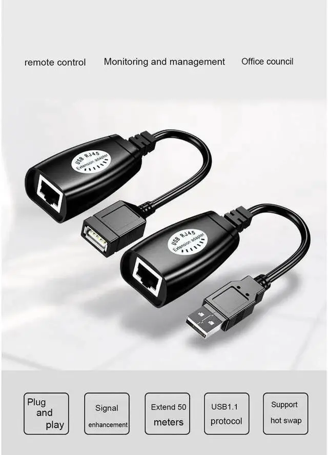 Alt view image 5 of 5 - USB 2.0 to RJ45 Adapter RJ45 LAN Cable Extension Cable USB Extender over Cat5 / Cat5e / Cat6 Cable