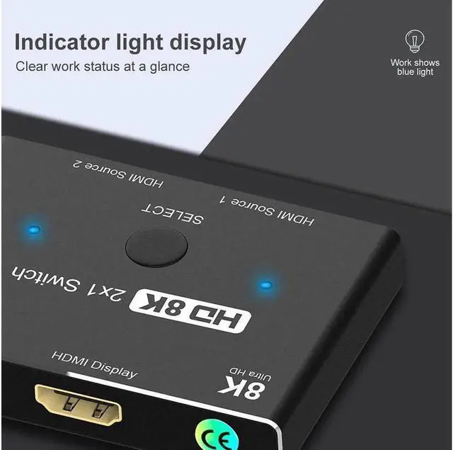 Alt view image 5 of 6 - HDMI Ultra HD 8K 2.1 High Speed 48Gbps Directional Switch Only 2in 1out 8K@60Hz 4K@120Hz Converter Compatible with Xbox PS5 Projectors Monitors